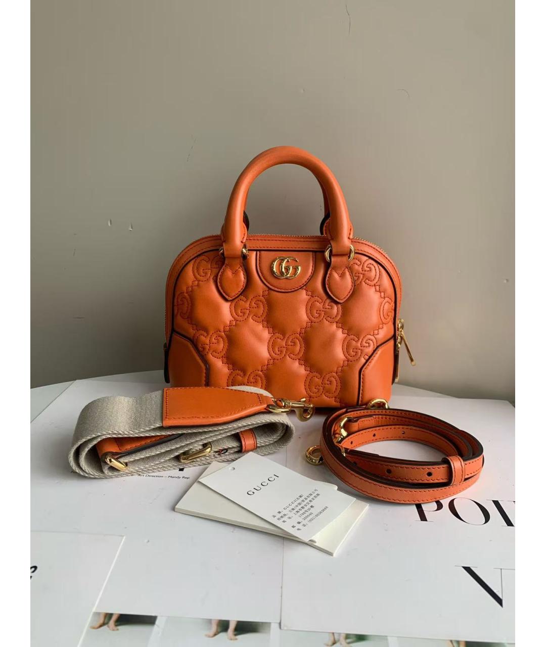 GUCCI Оранжевая кожаная сумка через плечо, фото 2