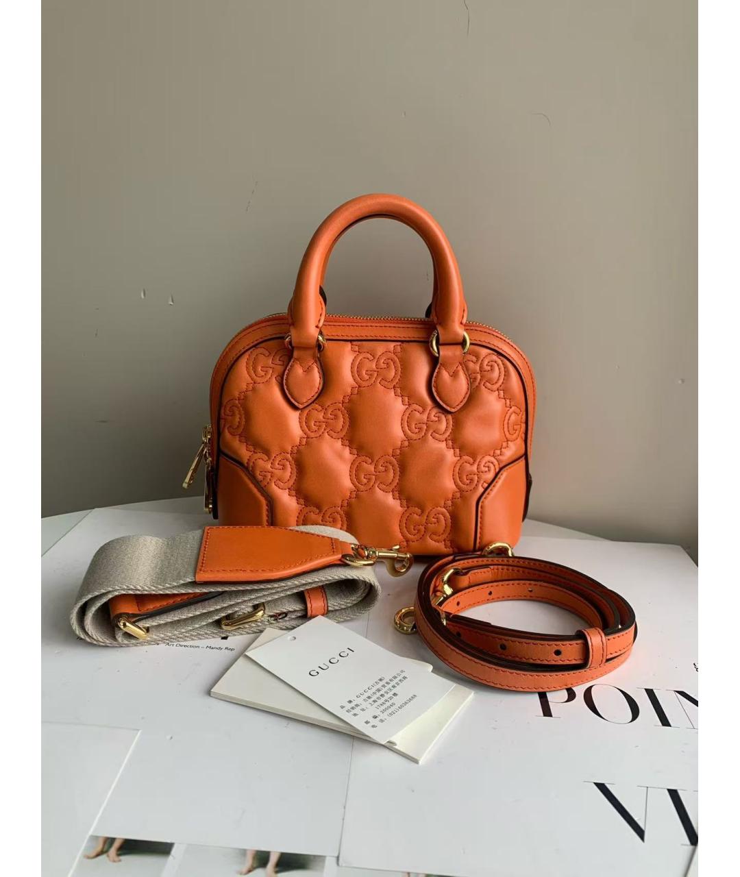 GUCCI Оранжевая кожаная сумка через плечо, фото 3