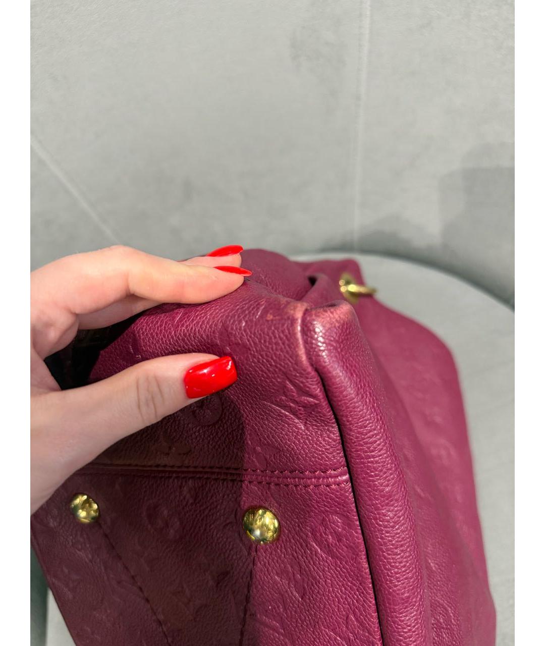 LOUIS VUITTON Бордовая кожаная сумка с короткими ручками, фото 9