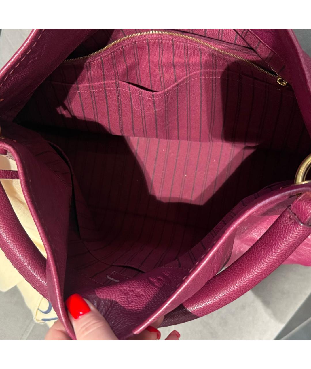 LOUIS VUITTON Бордовая кожаная сумка с короткими ручками, фото 5