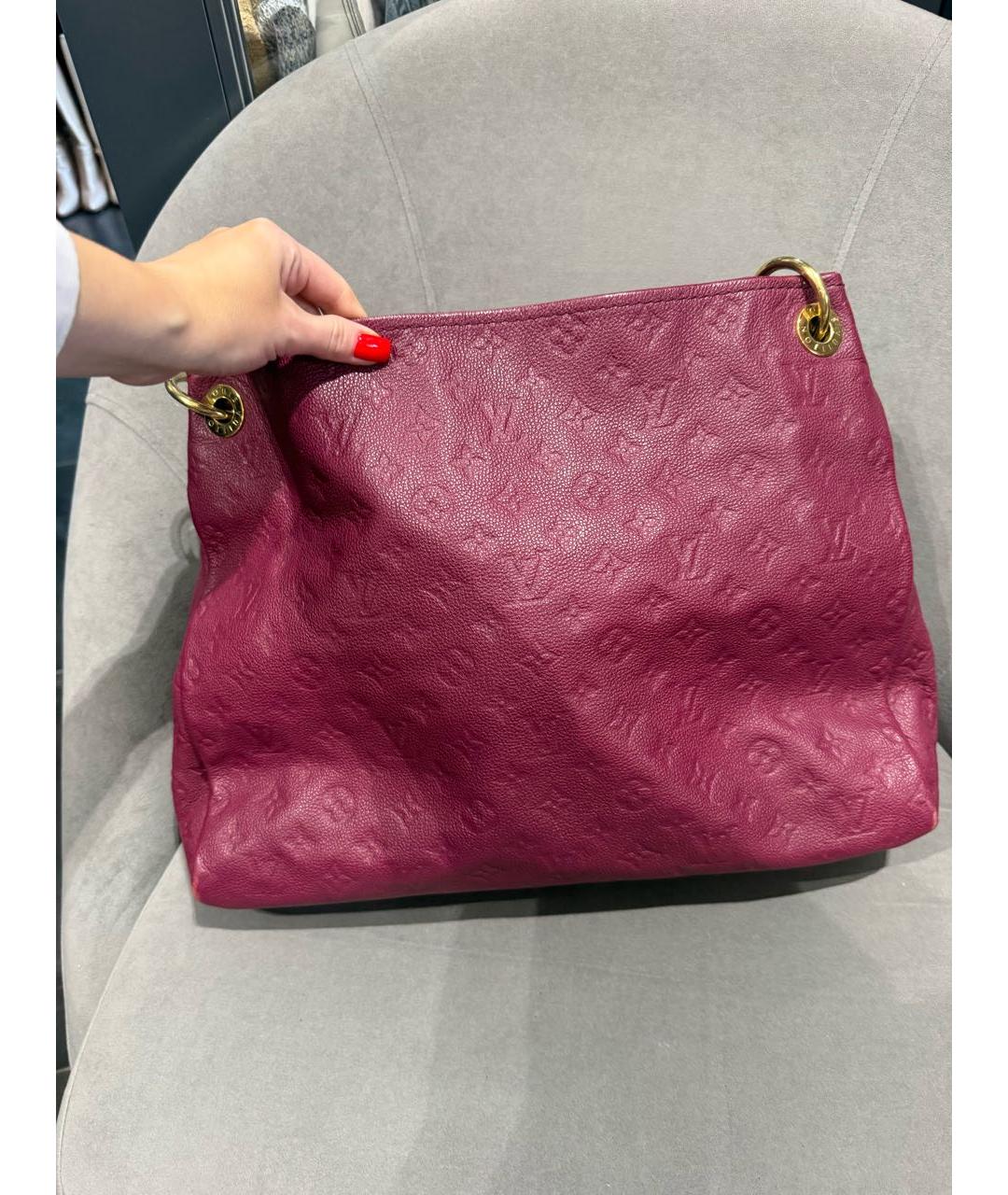 LOUIS VUITTON Бордовая кожаная сумка с короткими ручками, фото 4