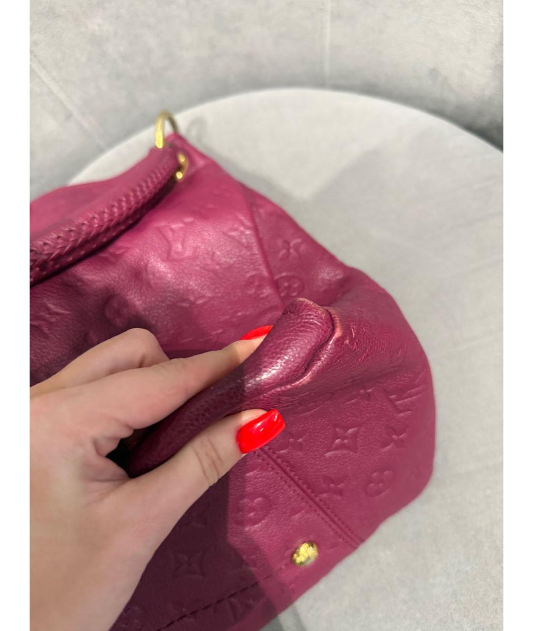 LOUIS VUITTON Бордовая кожаная сумка с короткими ручками, фото 8