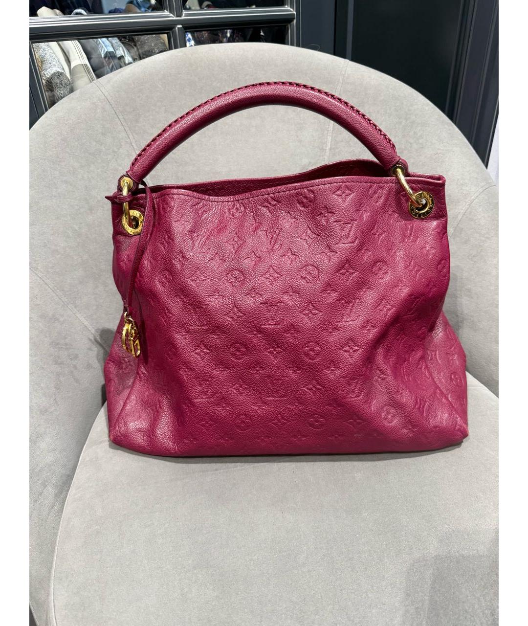 LOUIS VUITTON Бордовая кожаная сумка с короткими ручками, фото 3