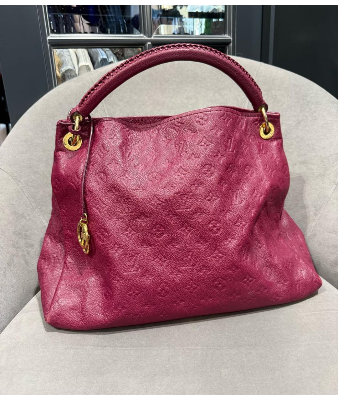 LOUIS VUITTON Бордовая кожаная сумка с короткими ручками, фото 2