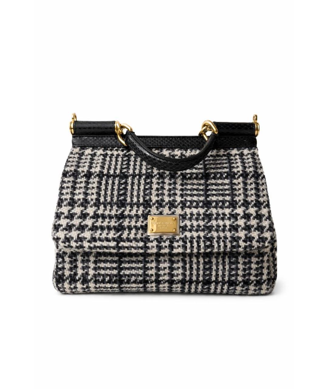 DOLCE&GABBANA Черная твидовая сумка с короткими ручками, фото 2