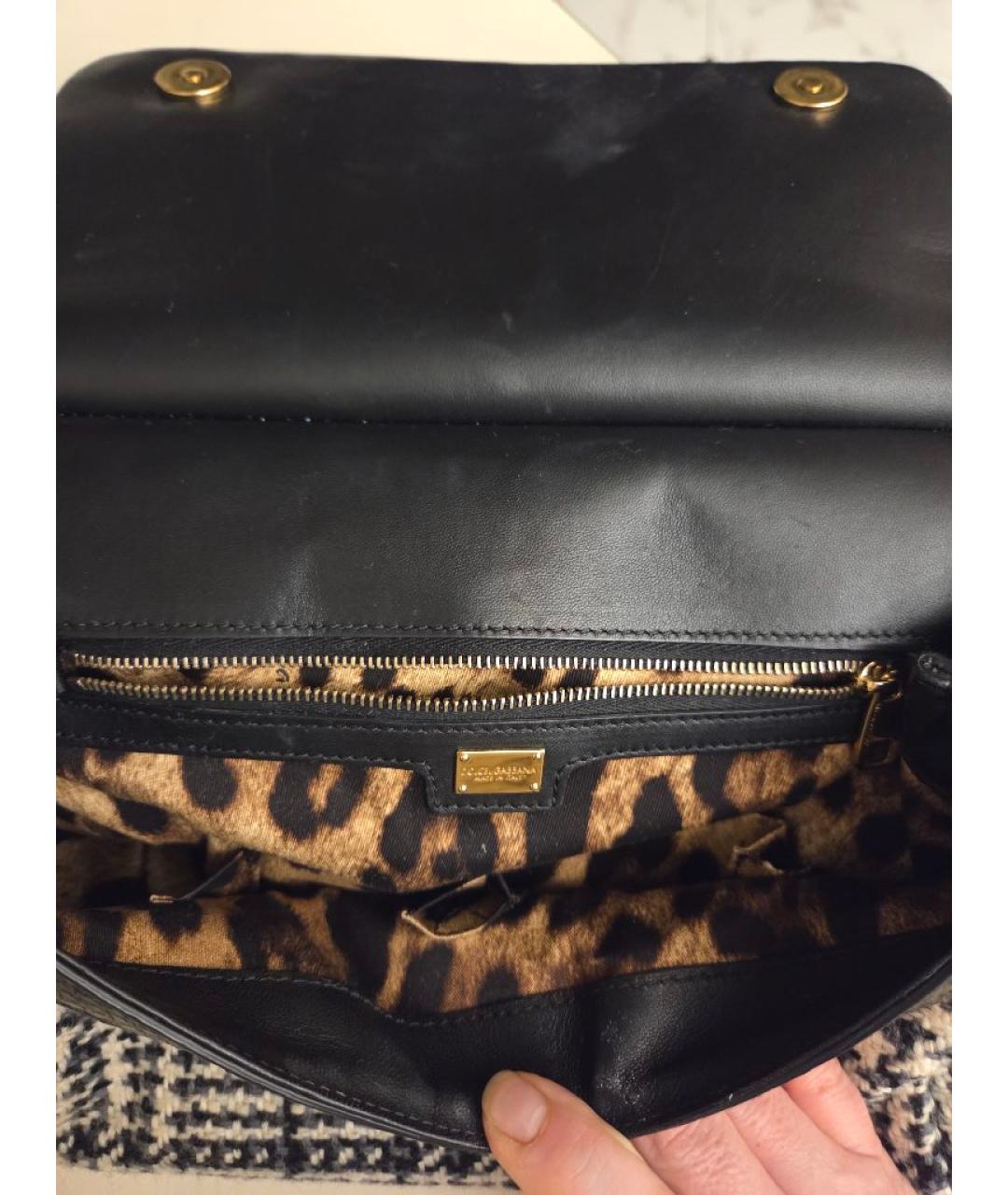 DOLCE&GABBANA Черная твидовая сумка с короткими ручками, фото 4