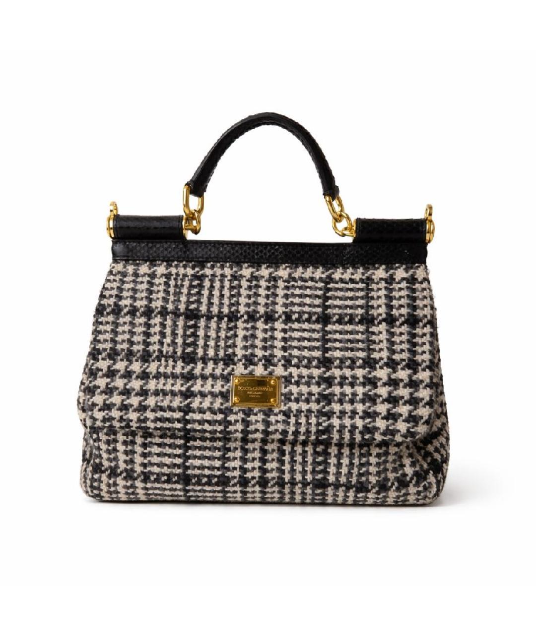 DOLCE&GABBANA Черная твидовая сумка с короткими ручками, фото 9