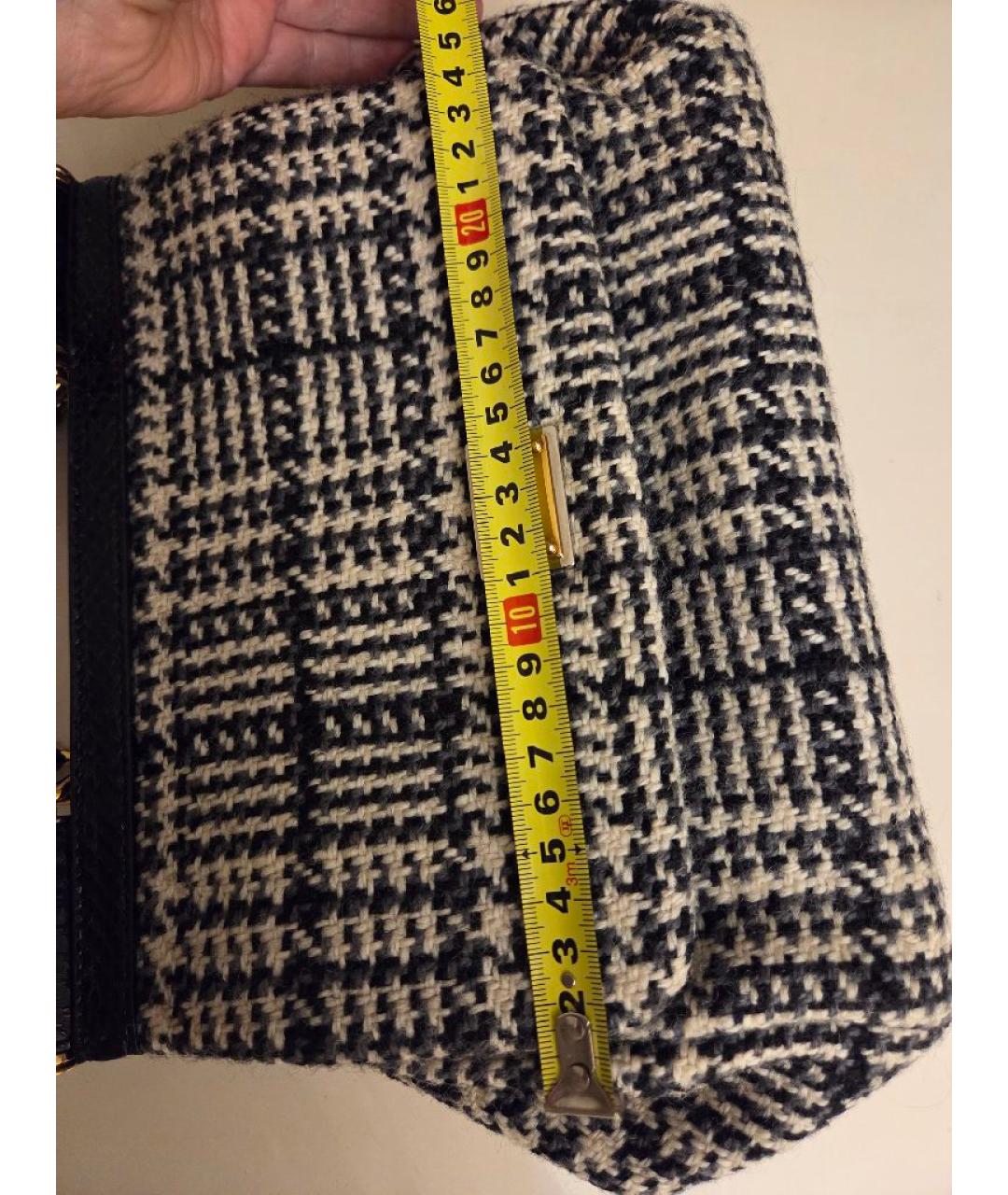 DOLCE&GABBANA Черная твидовая сумка с короткими ручками, фото 6