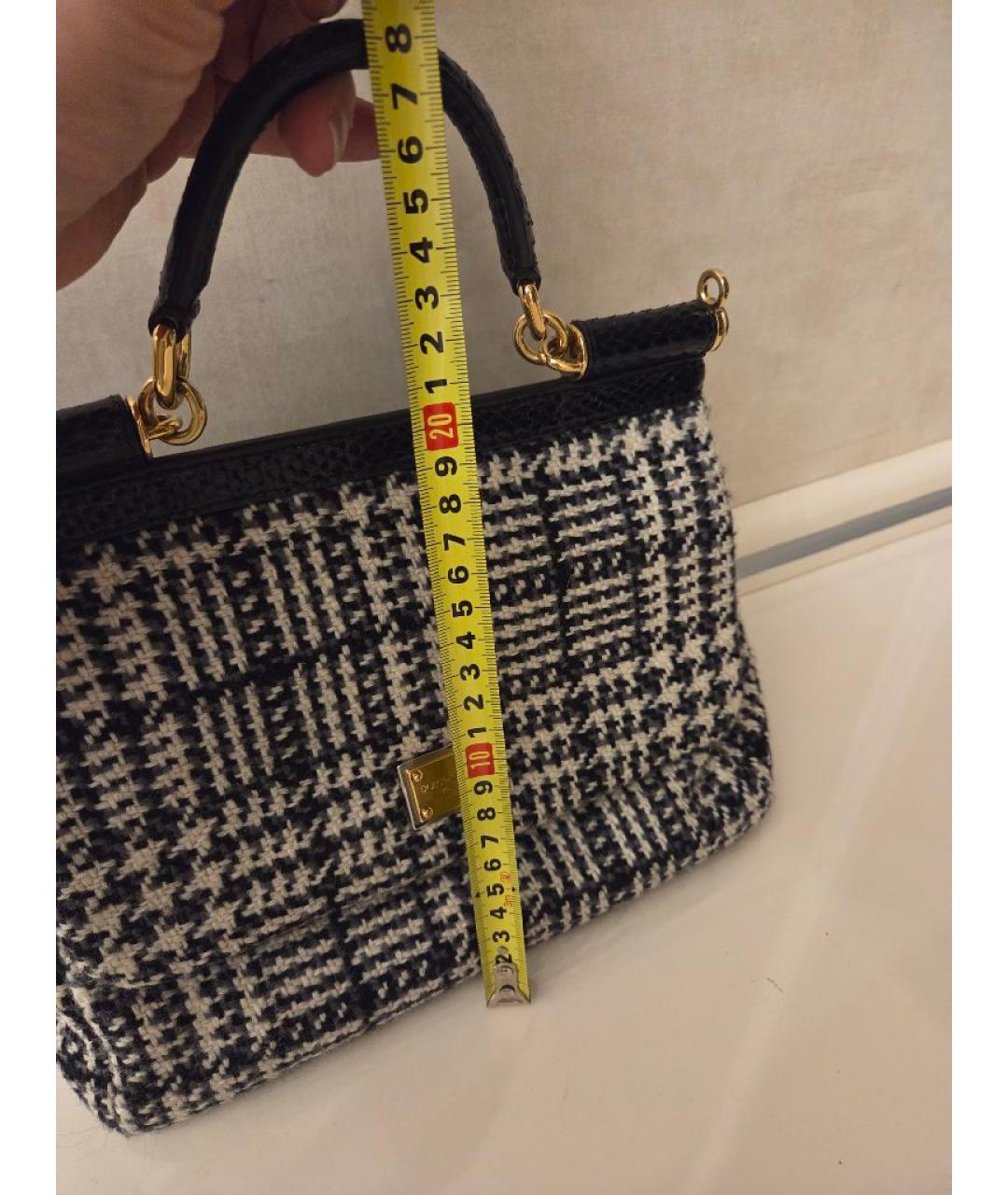 DOLCE&GABBANA Черная твидовая сумка с короткими ручками, фото 5