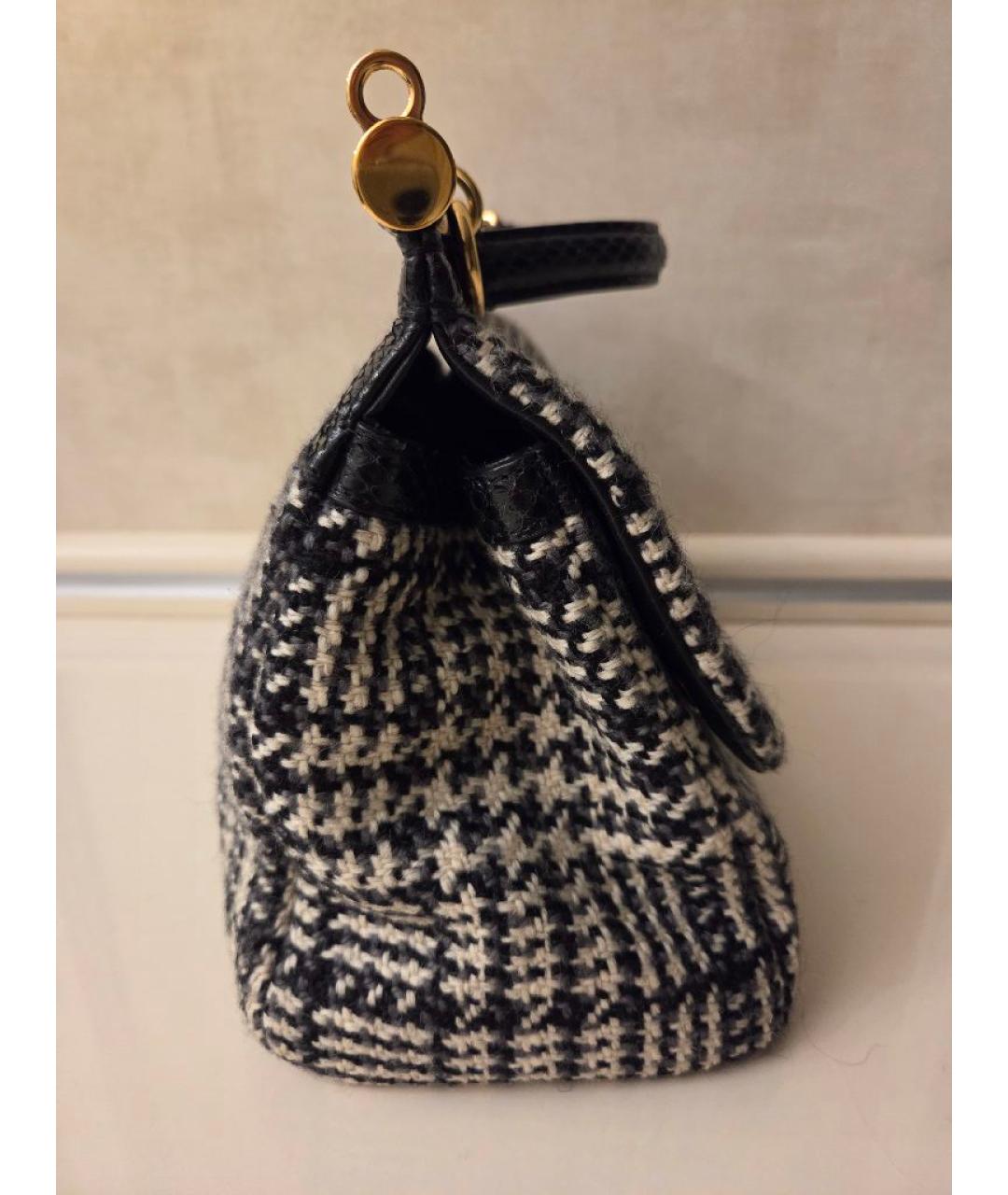 DOLCE&GABBANA Черная твидовая сумка с короткими ручками, фото 8