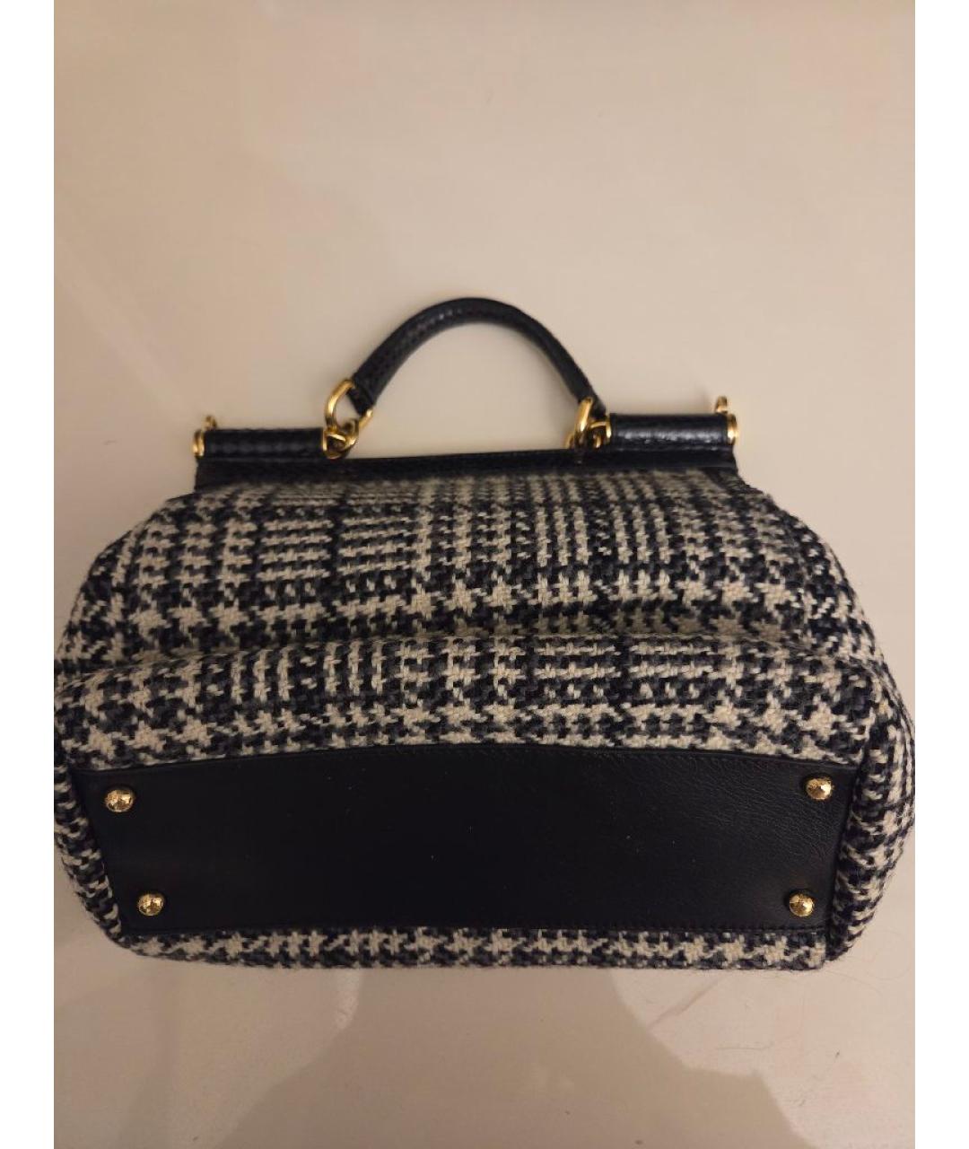 DOLCE&GABBANA Черная твидовая сумка с короткими ручками, фото 3