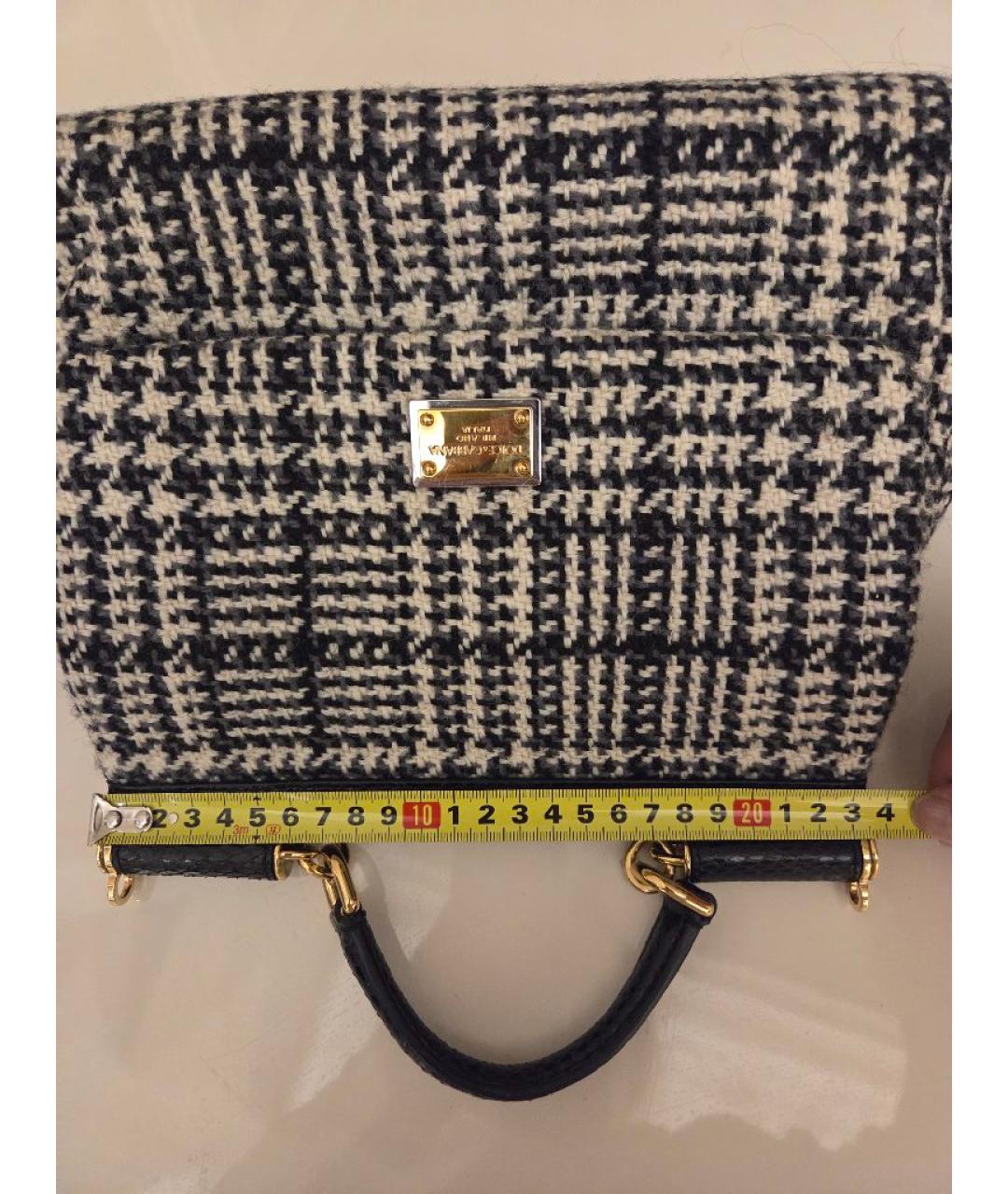 DOLCE&GABBANA Черная твидовая сумка с короткими ручками, фото 7