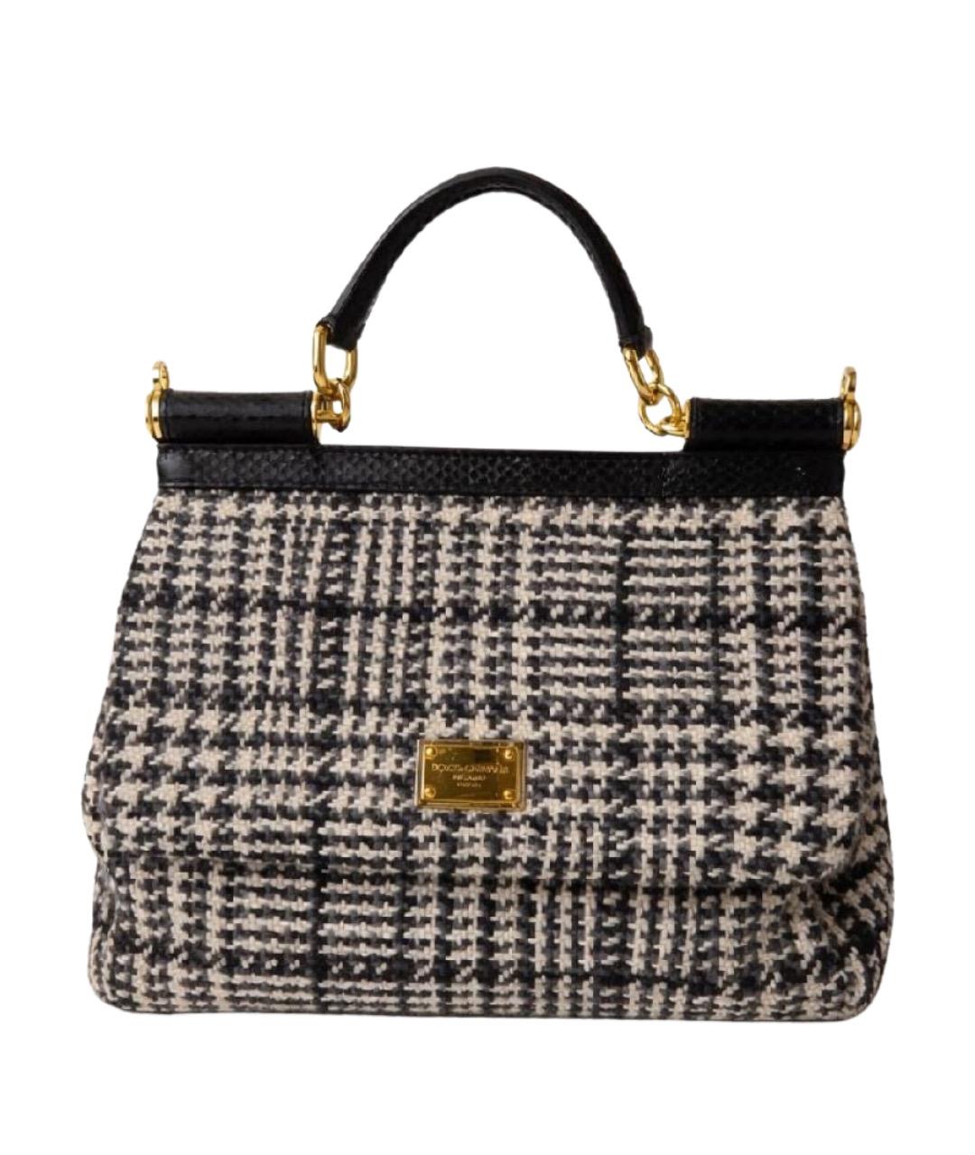 DOLCE&GABBANA Черная твидовая сумка с короткими ручками, фото 1