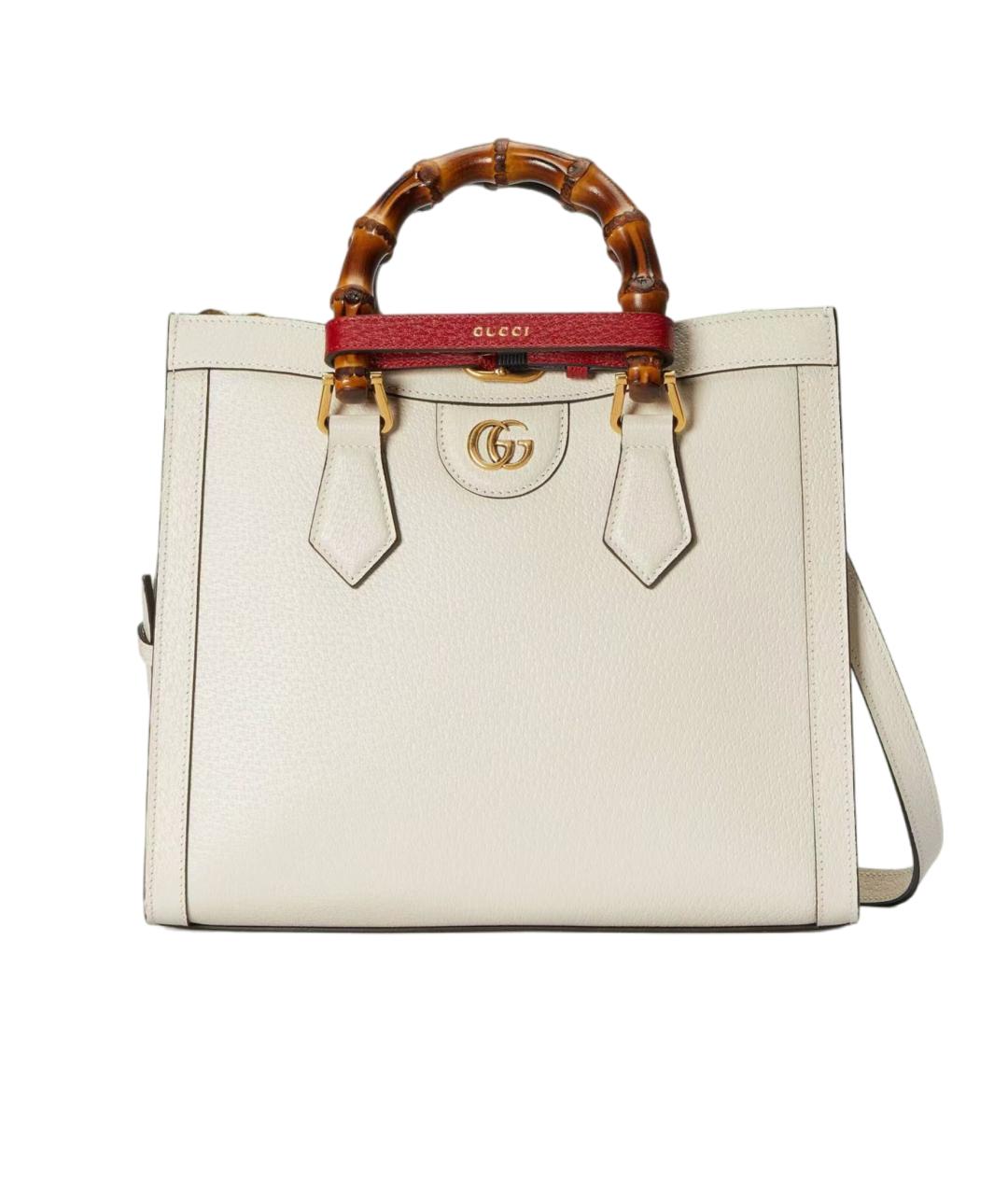 GUCCI Белая кожаная сумка с короткими ручками, фото 7