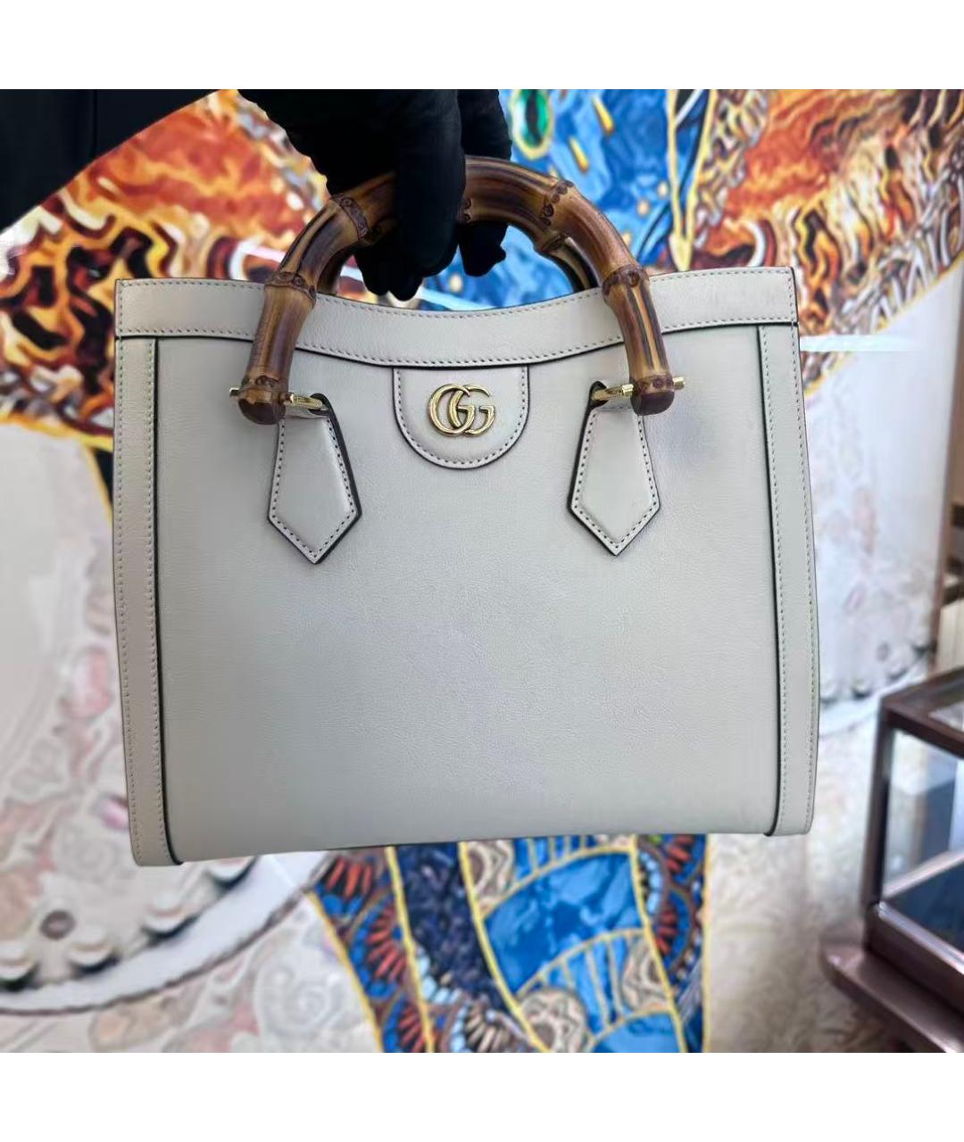 GUCCI Белая кожаная сумка с короткими ручками, фото 3