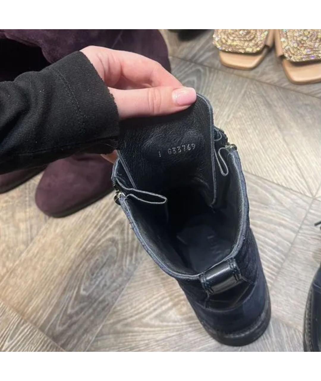 CHANEL Темно-синие замшевые полусапоги, фото 2