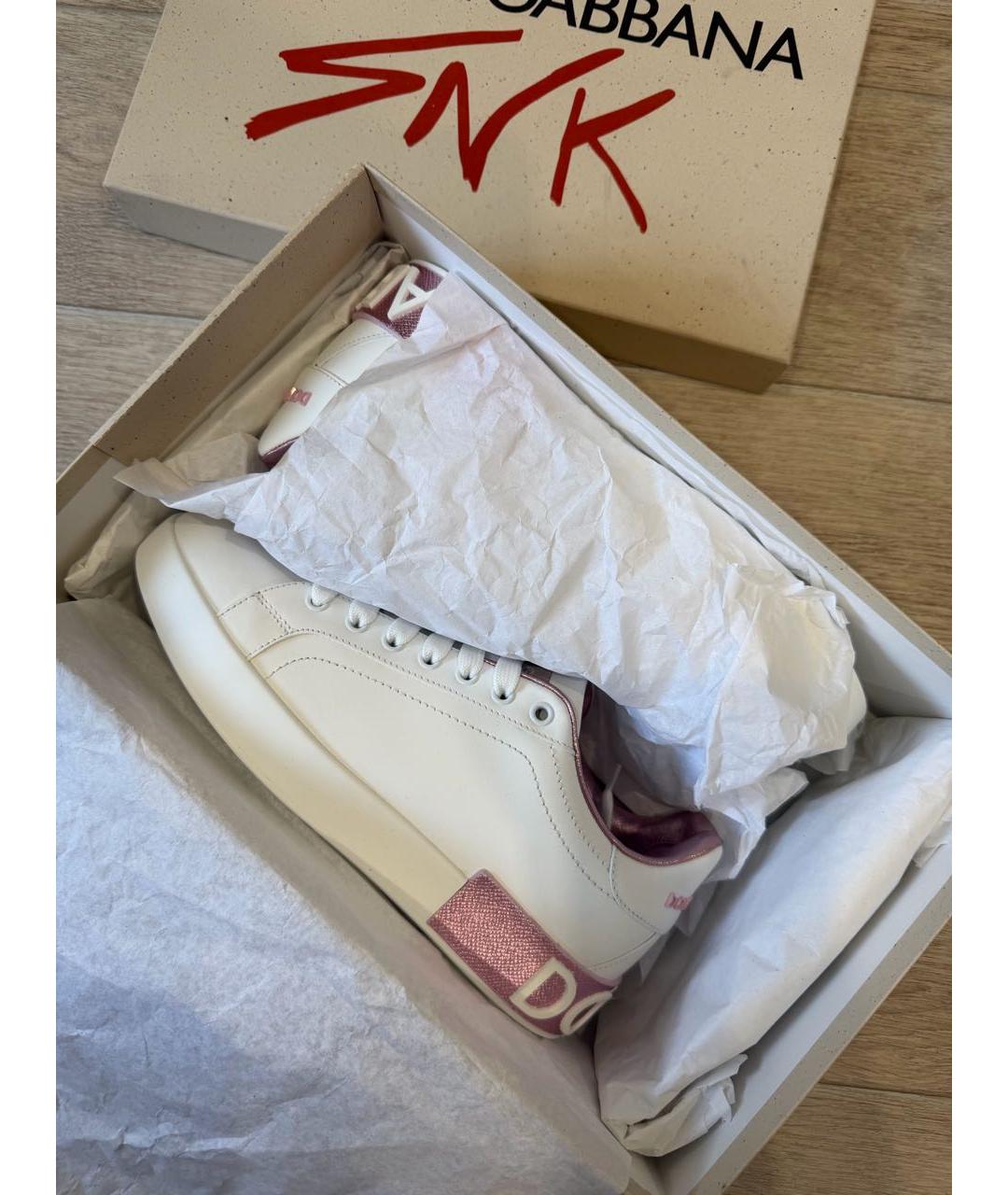 DOLCE&GABBANA Белые кожаные кеды, фото 6