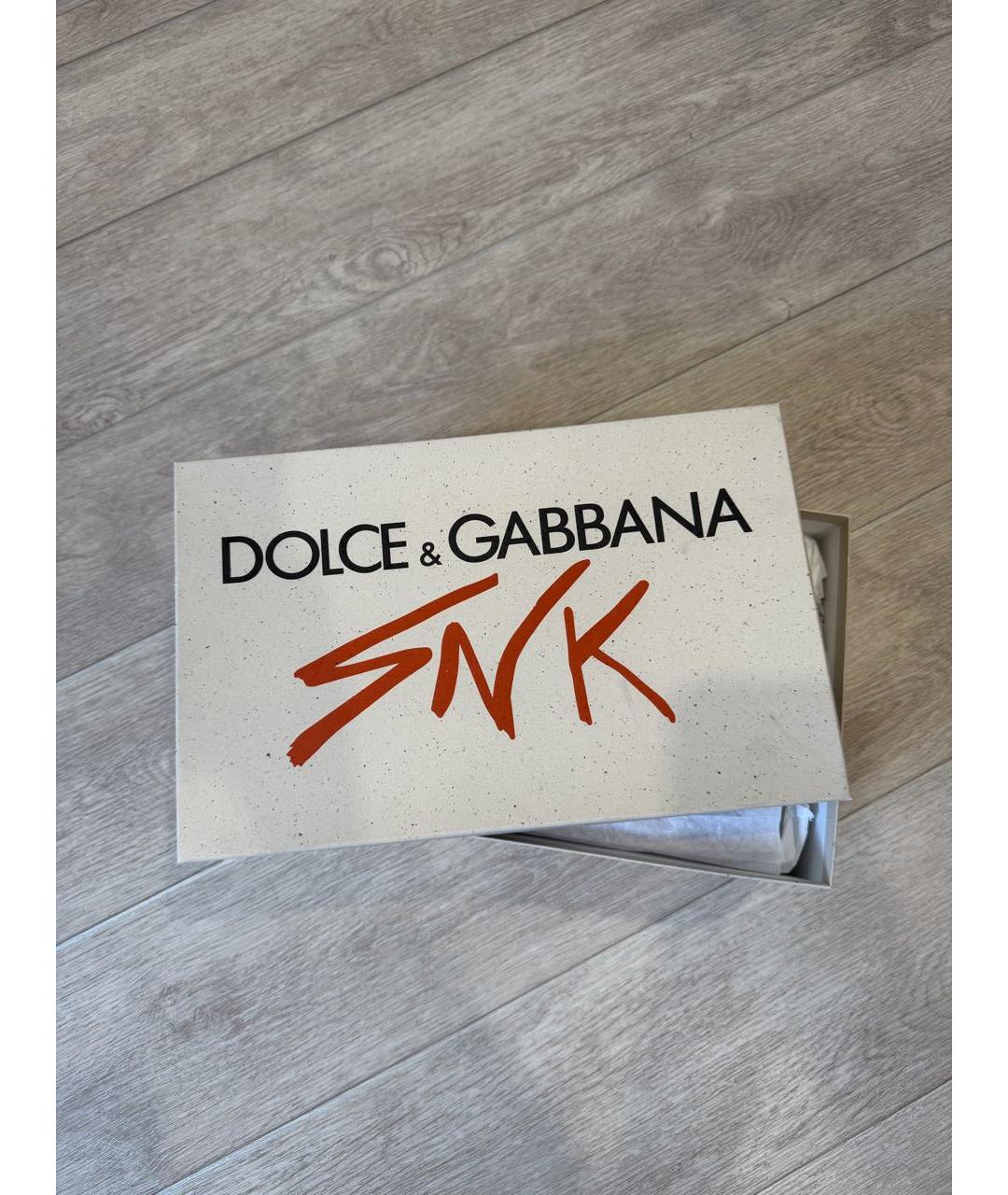 DOLCE&GABBANA Белые кожаные кеды, фото 5