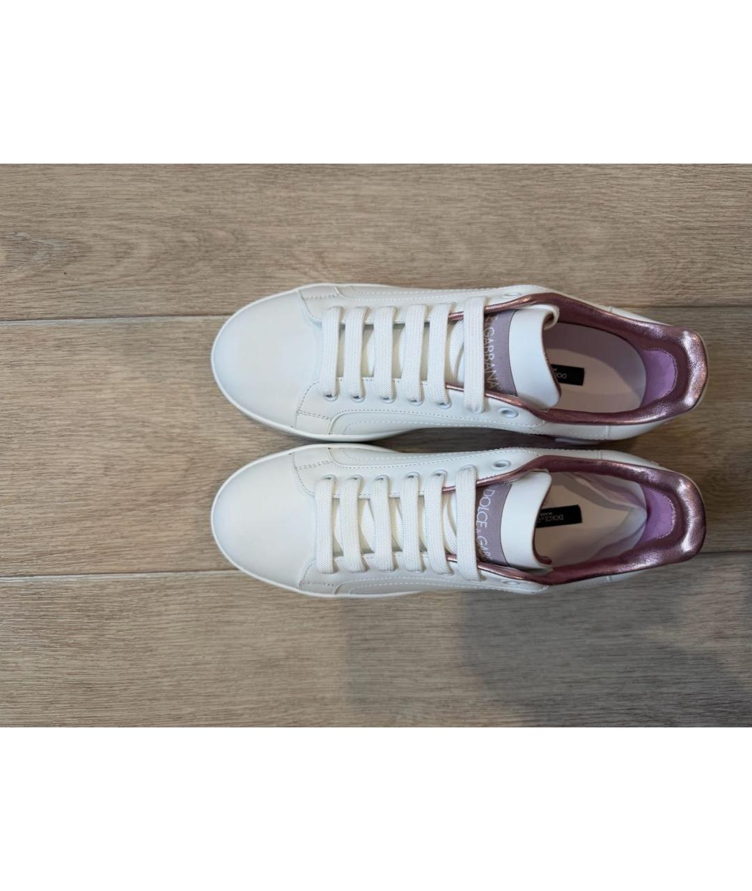 DOLCE&GABBANA Белые кожаные кеды, фото 2