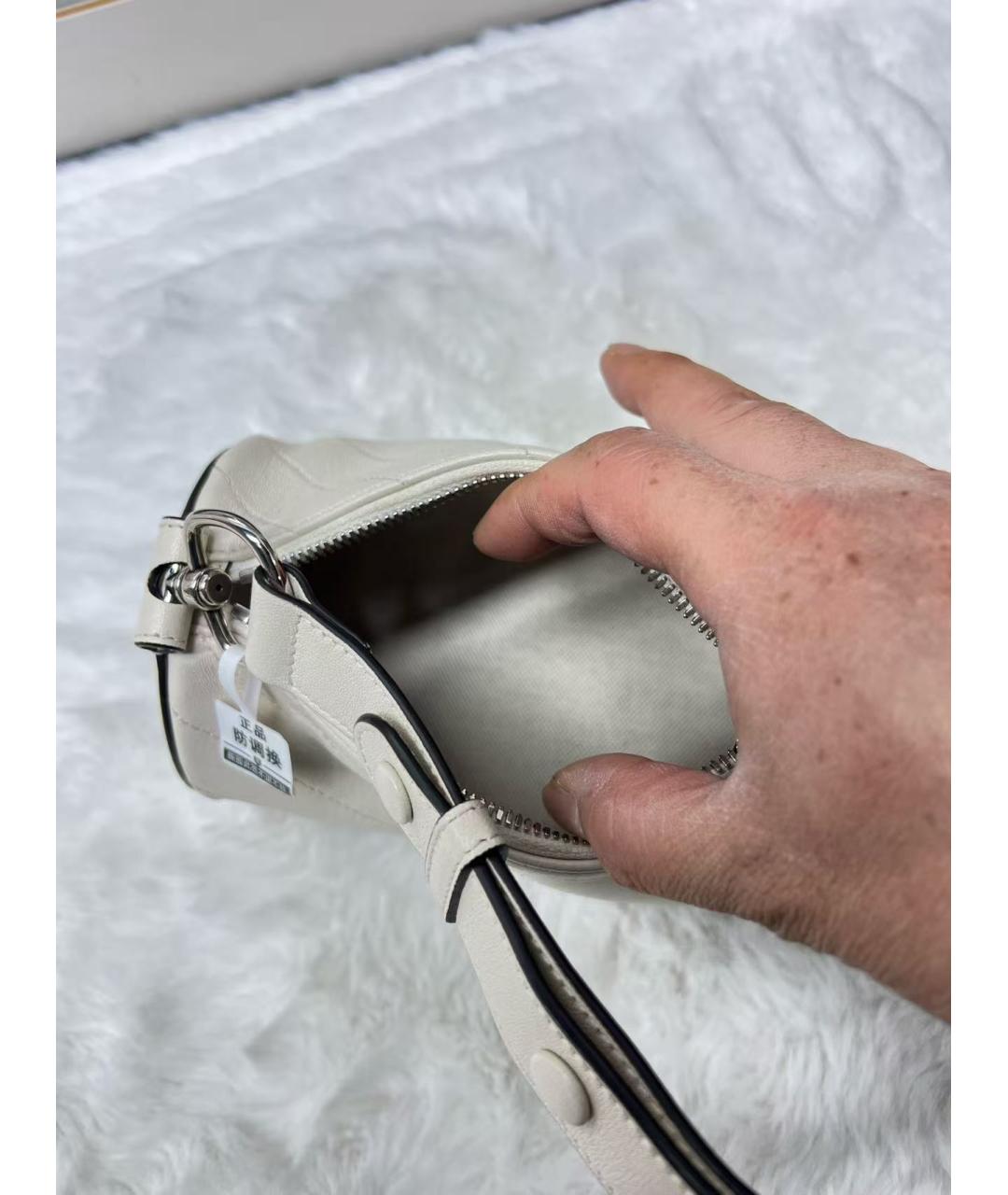 GUCCI Белая кожаная сумка с короткими ручками, фото 5