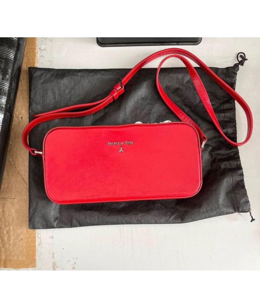 PATRIZIA PEPE Красная кожаная сумка через плечо, фото 3