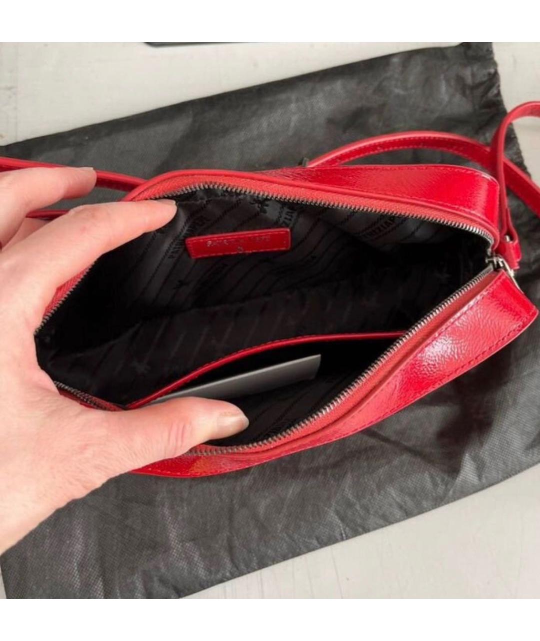 PATRIZIA PEPE Красная кожаная сумка через плечо, фото 4