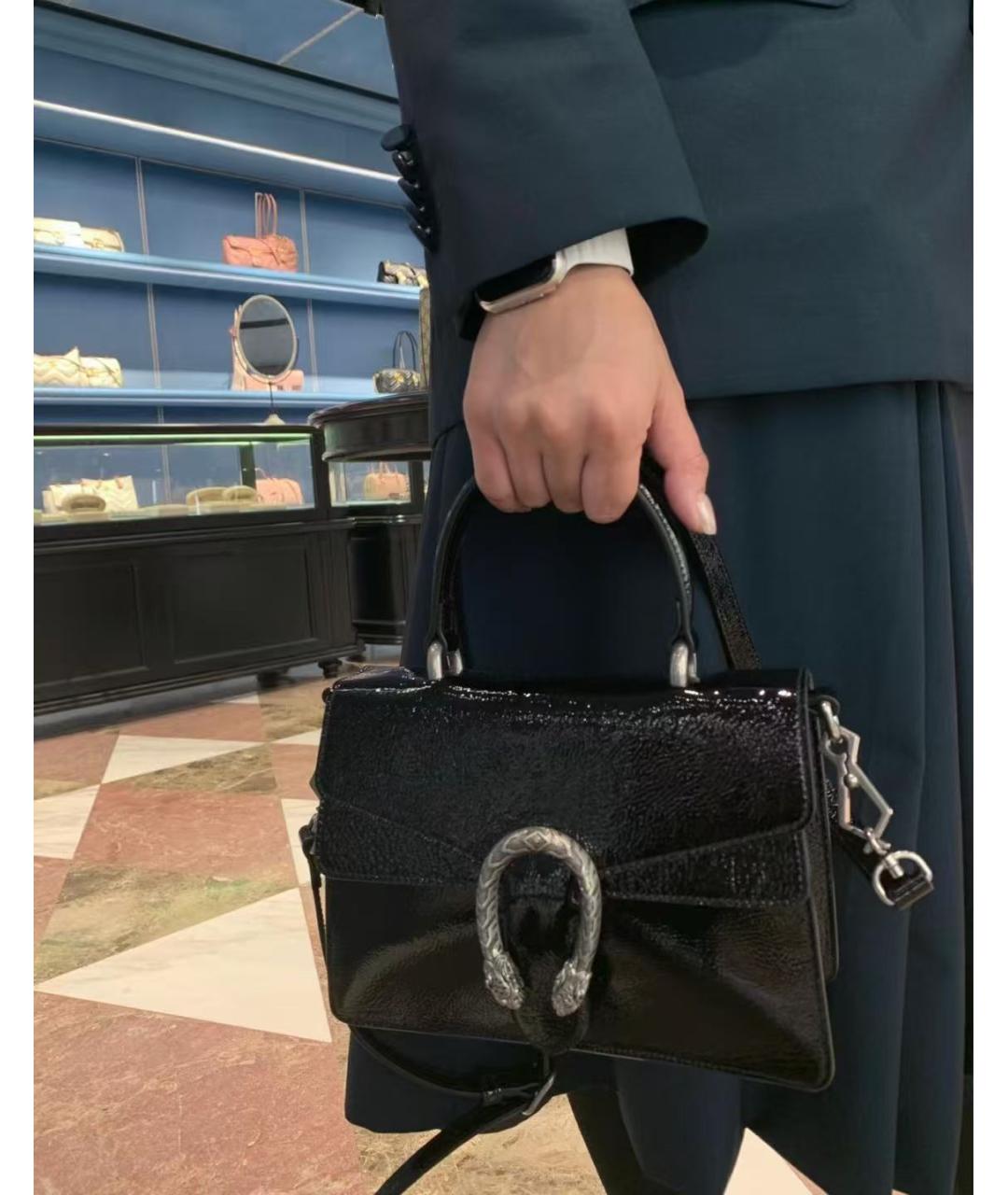 GUCCI Черная сумка через плечо из лакированной кожи, фото 7