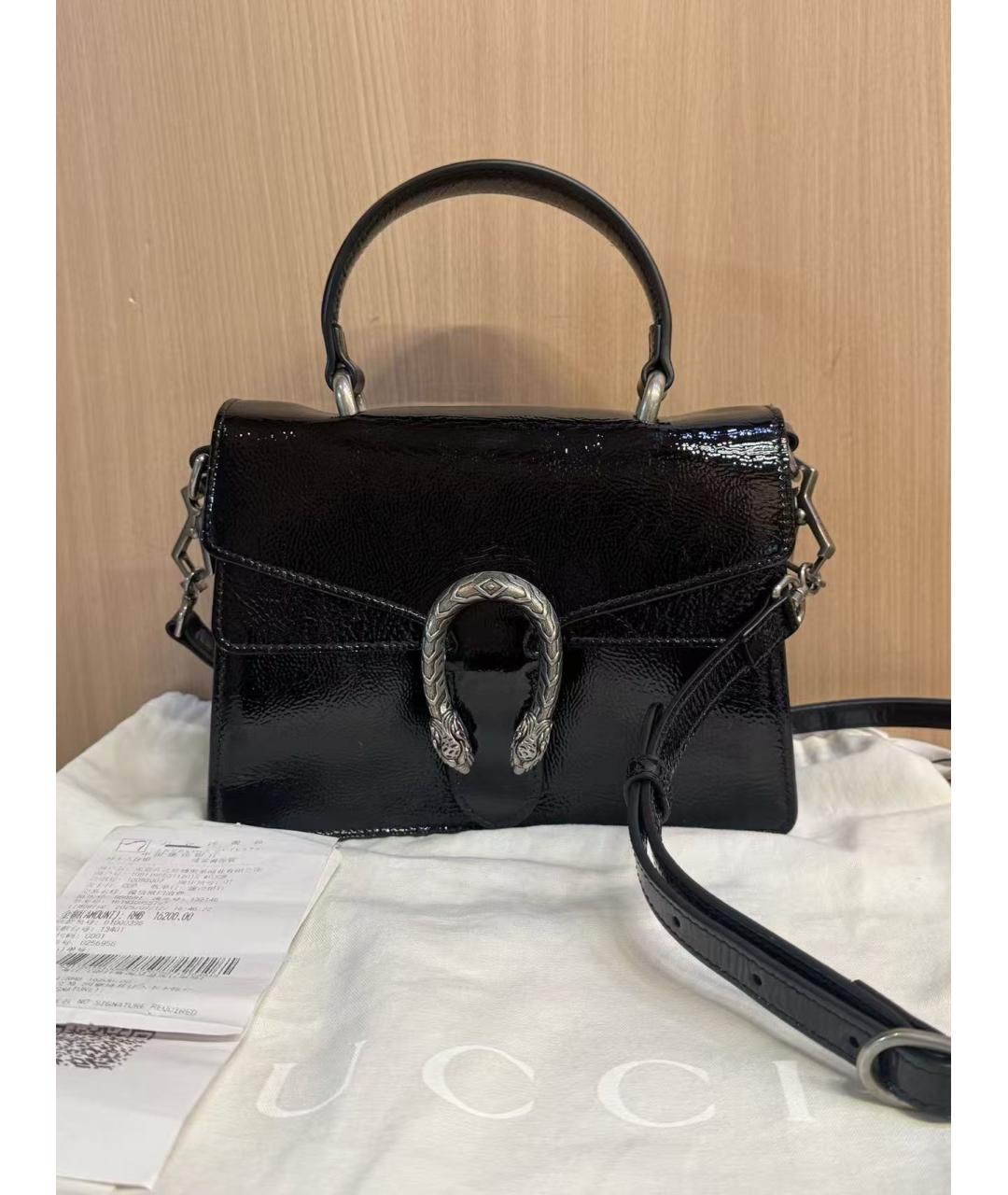 GUCCI Черная сумка через плечо из лакированной кожи, фото 2