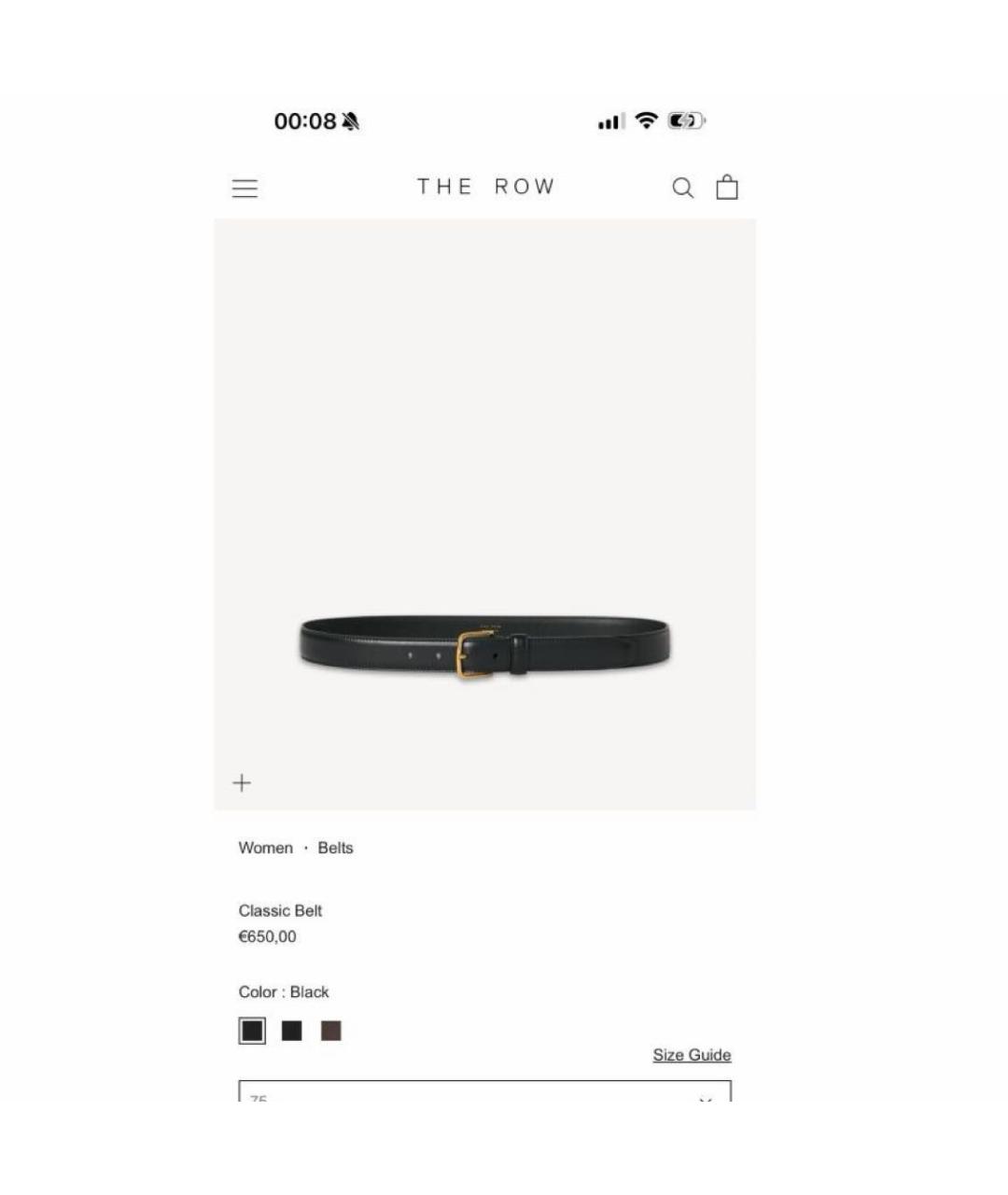 THE ROW Черный кожаный ремень, фото 1