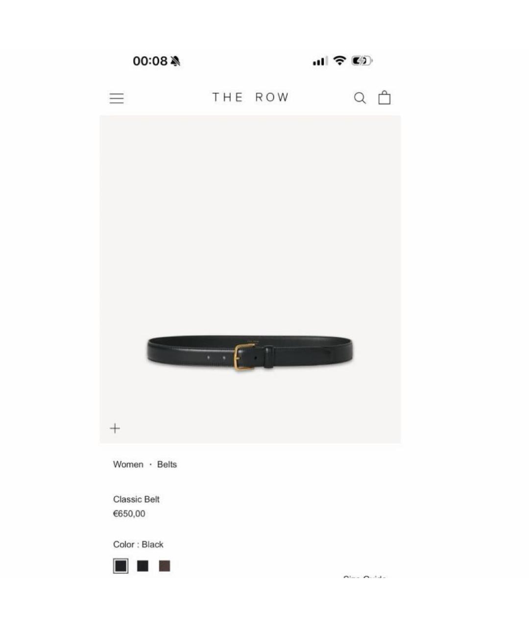 THE ROW Черный кожаный ремень, фото 2