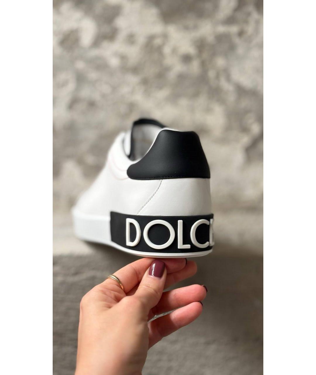 DOLCE&GABBANA Белые кожаные низкие кроссовки / кеды, фото 3