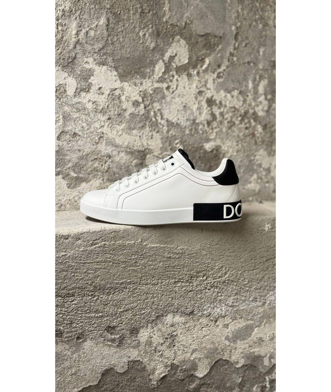 DOLCE&GABBANA Белые кожаные низкие кроссовки / кеды, фото 4