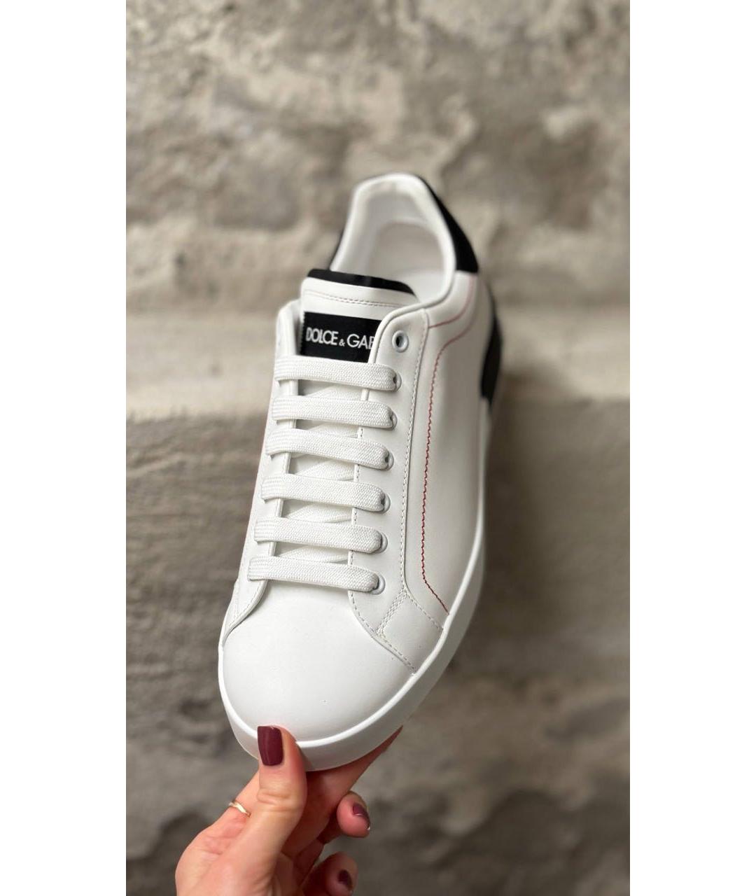 DOLCE&GABBANA Белые кожаные низкие кроссовки / кеды, фото 2