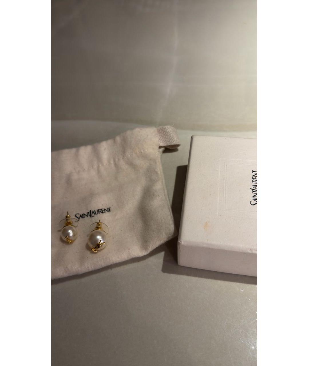 SAINT LAURENT Белые серьги, фото 3