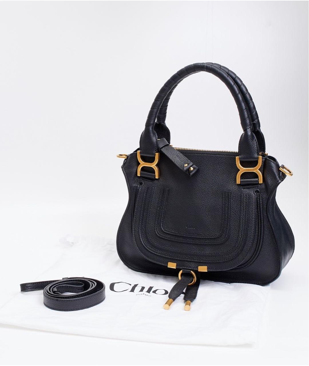CHLOE Черная кожаная сумка тоут, фото 2