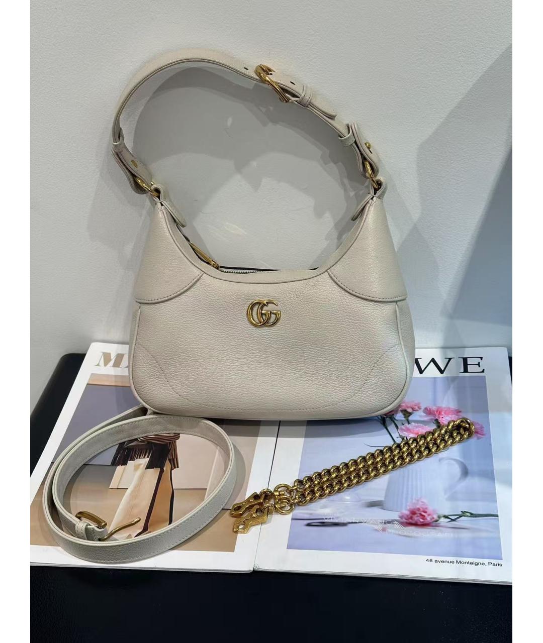 GUCCI Белая кожаная сумка через плечо, фото 4