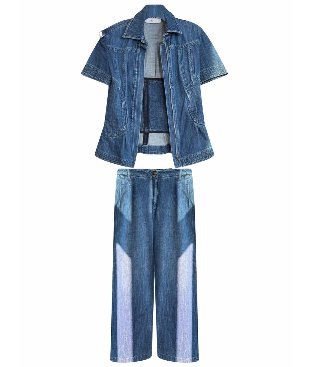 CHANEL Синий деним костюм с брюками, фото 1