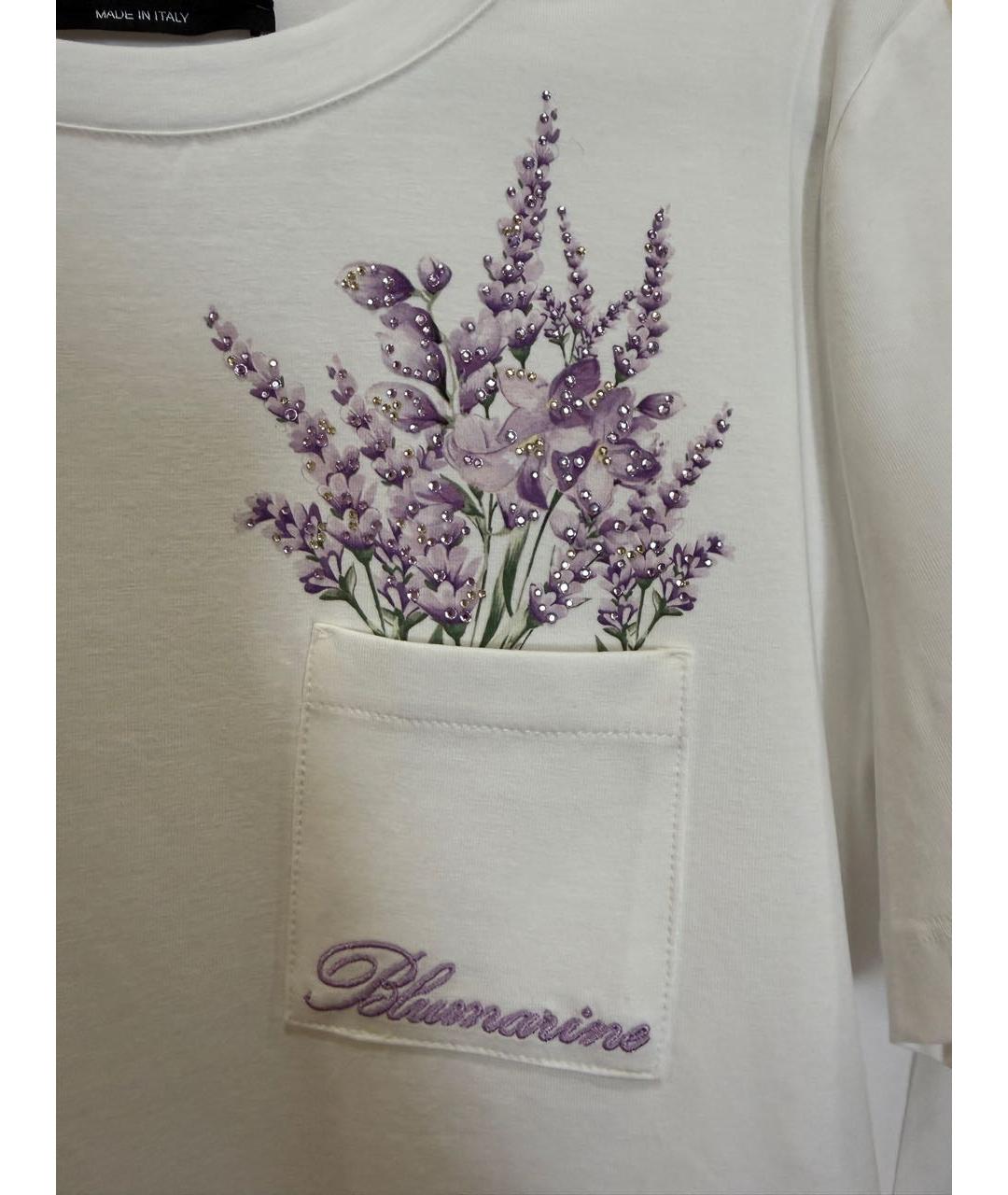 BLUMARINE Белая хлопковая футболка, фото 2