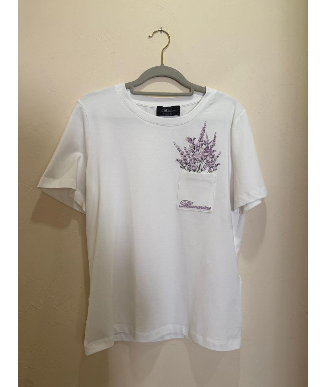 BLUMARINE Белая хлопковая футболка, фото 5