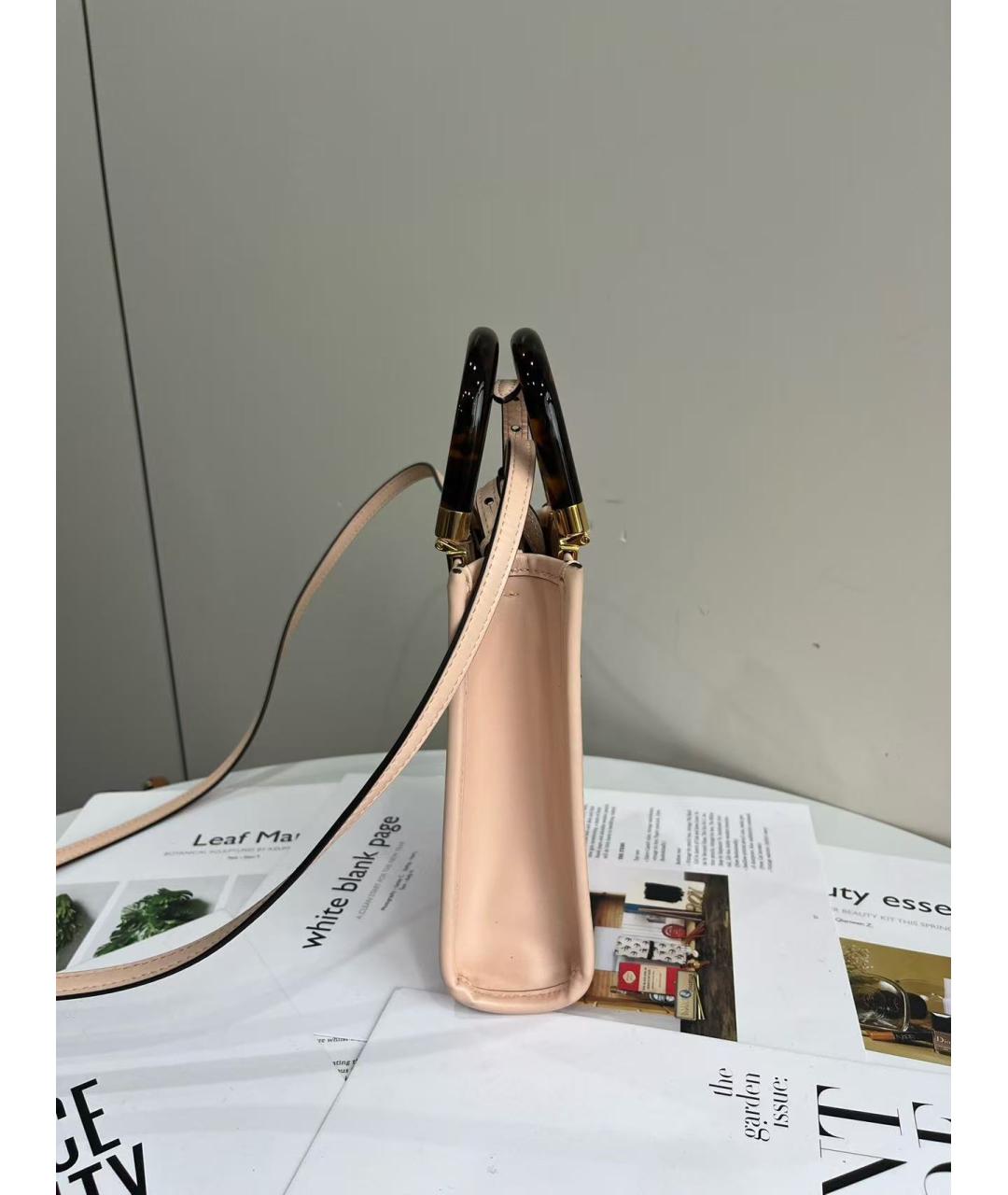 FENDI Розовая кожаная сумка через плечо, фото 4