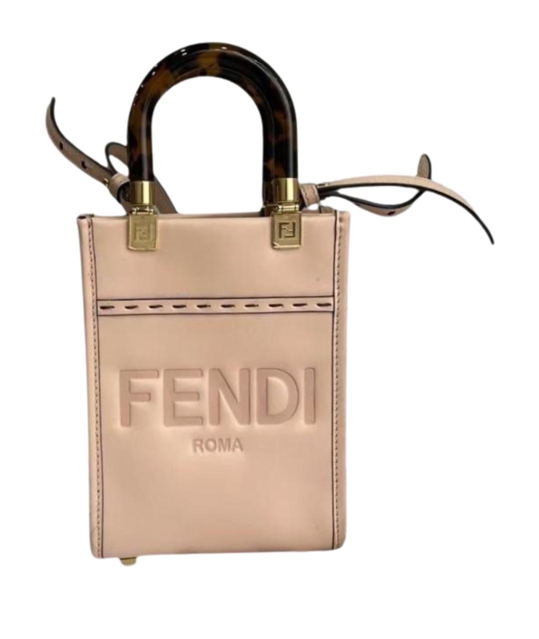 FENDI Розовая кожаная сумка через плечо, фото 1