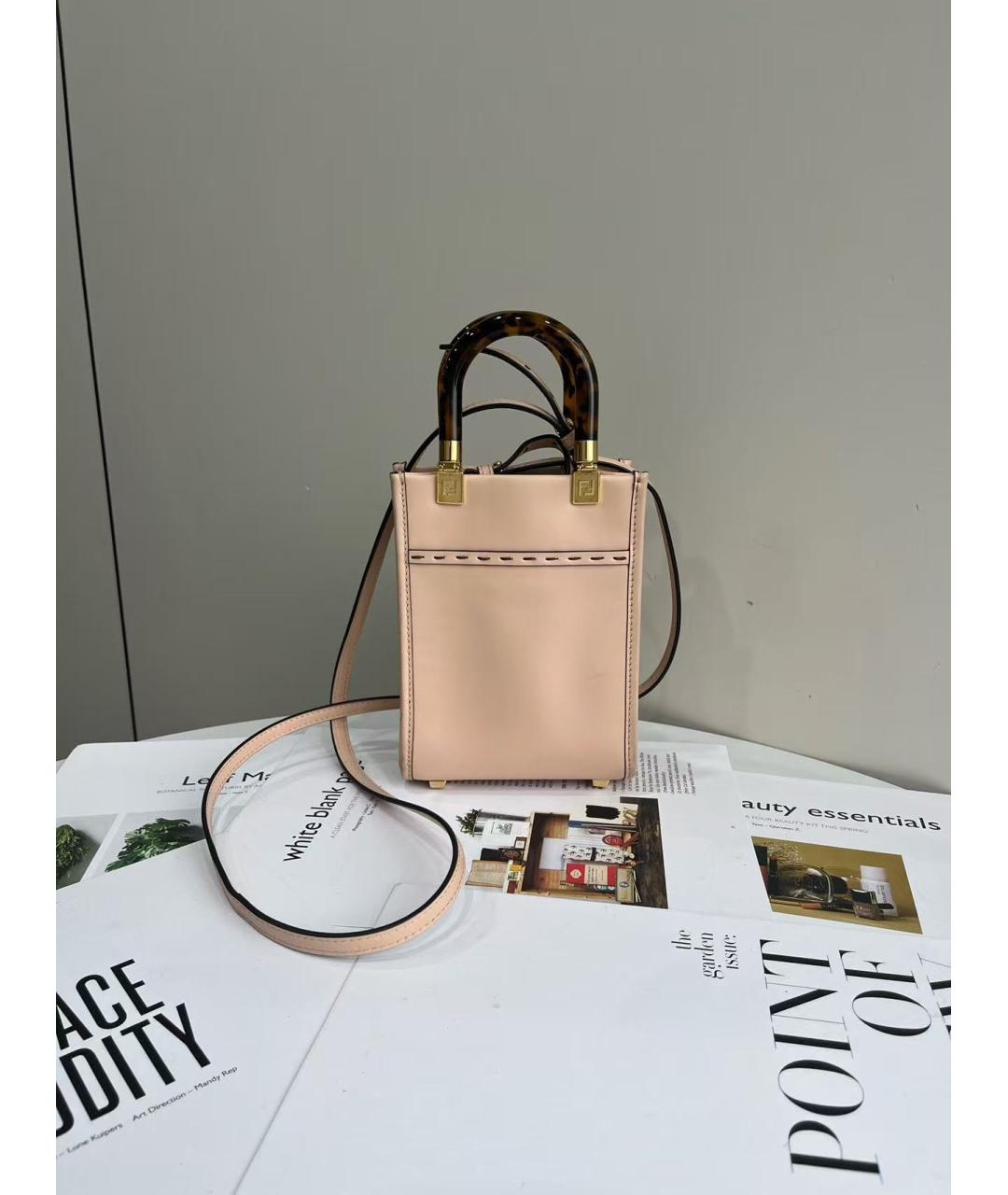 FENDI Розовая кожаная сумка через плечо, фото 3