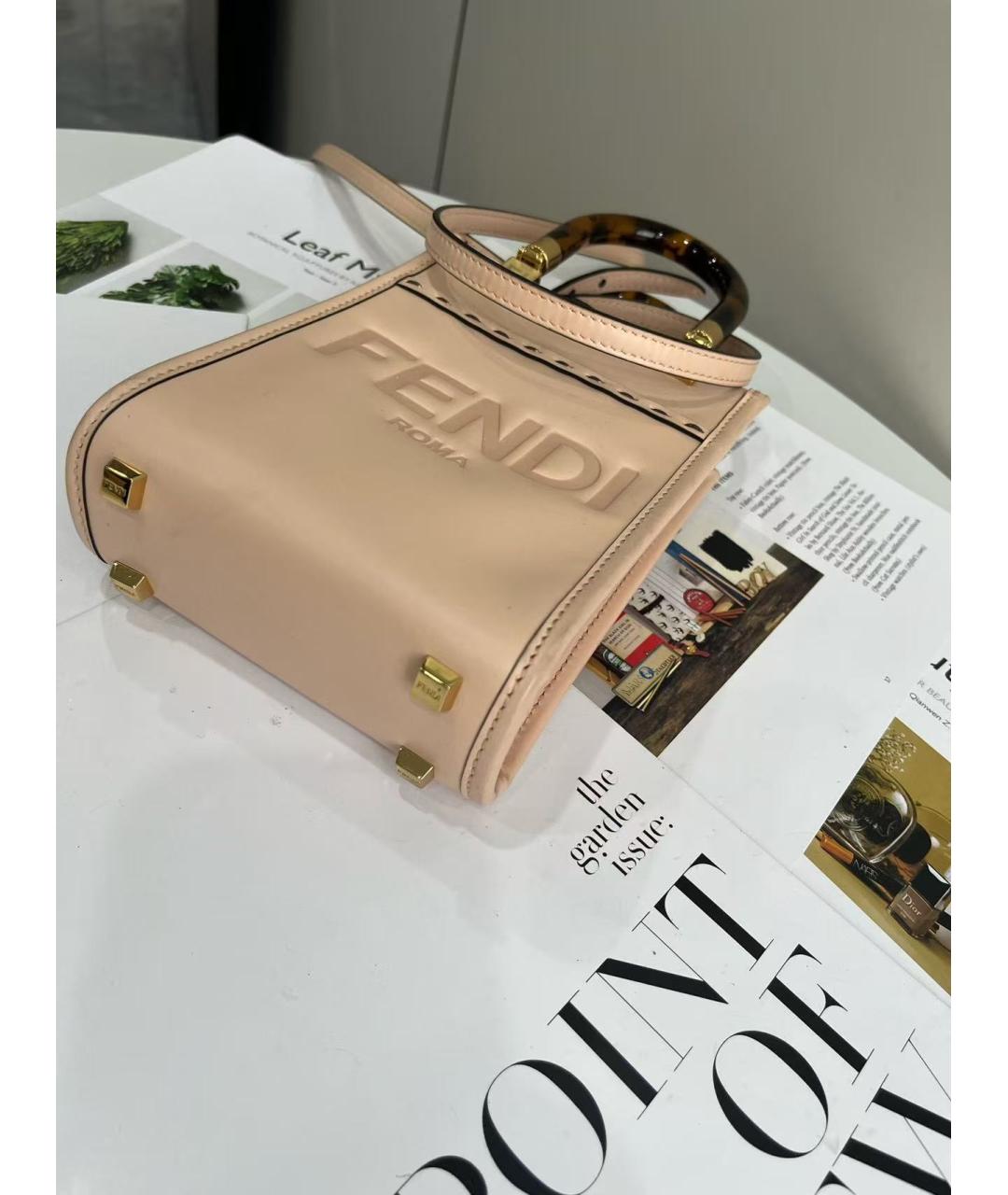 FENDI Розовая кожаная сумка через плечо, фото 5