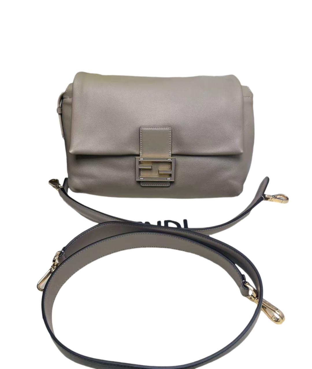 FENDI Серая кожаная сумка через плечо, фото 7