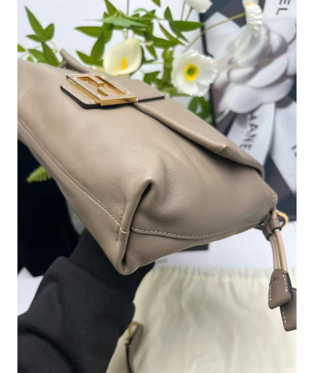 FENDI Серая кожаная сумка через плечо, фото 6