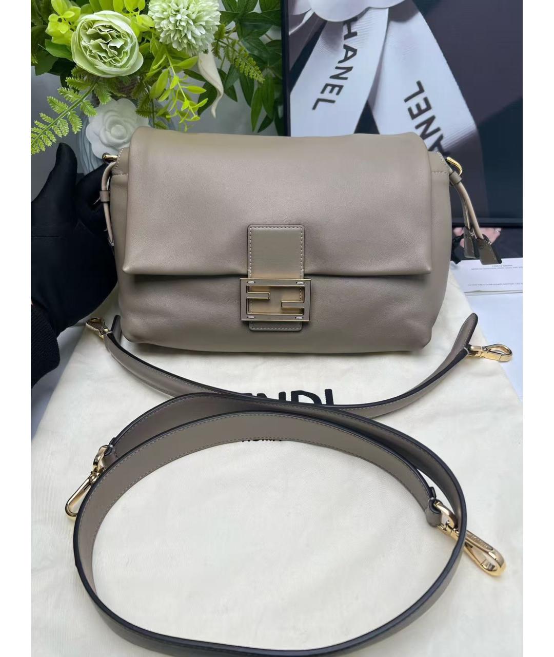 FENDI Серая кожаная сумка через плечо, фото 2