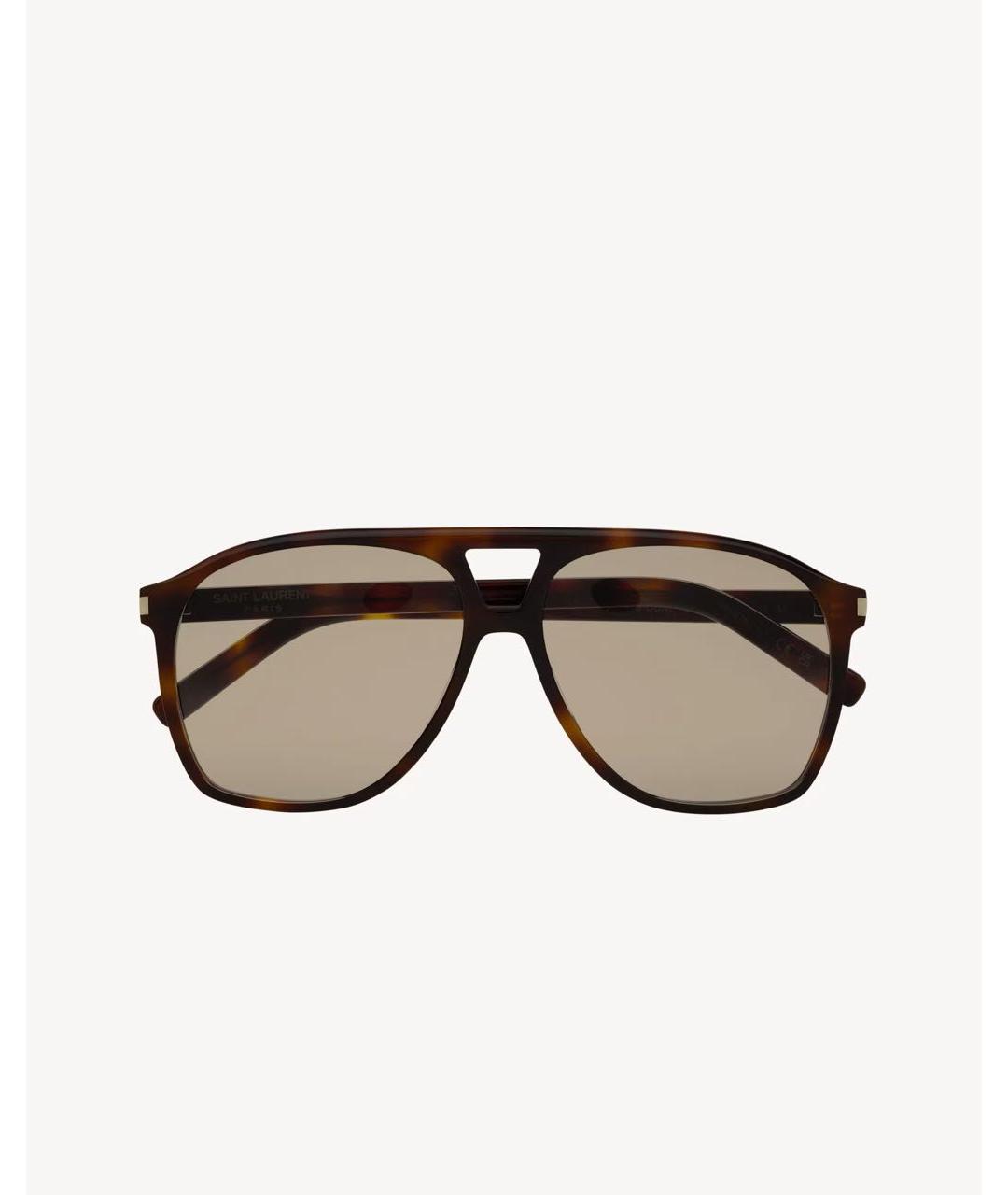 SAINT LAURENT Коричневые пластиковые солнцезащитные очки, фото 5