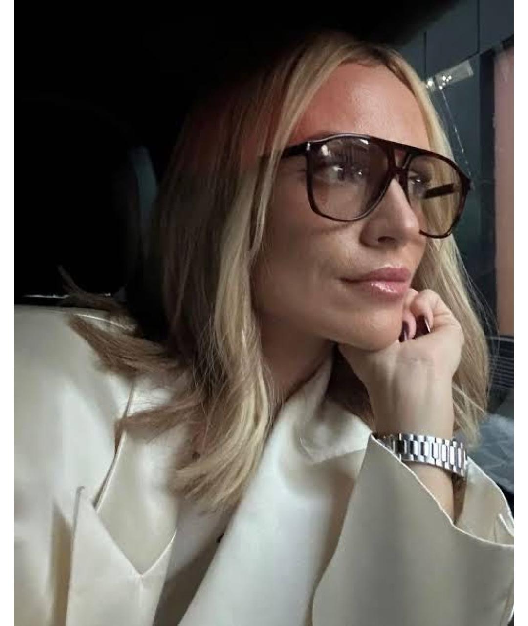 SAINT LAURENT Коричневые пластиковые солнцезащитные очки, фото 4