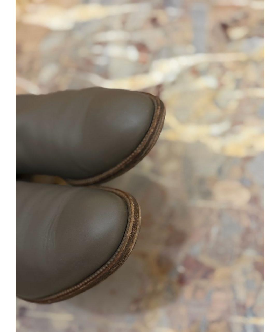 HERMES Хаки кожаные сапоги, фото 4