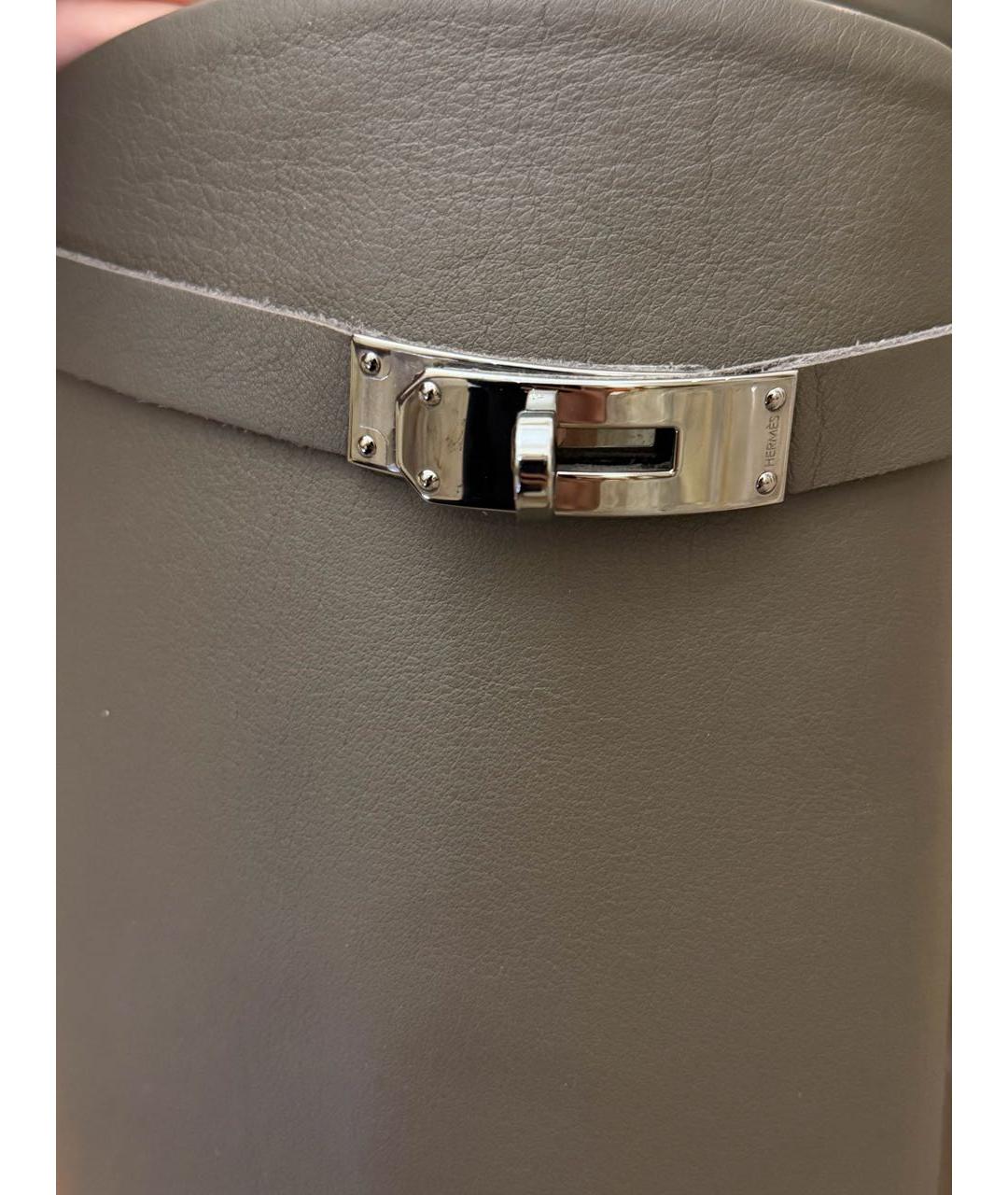 HERMES Хаки кожаные сапоги, фото 7